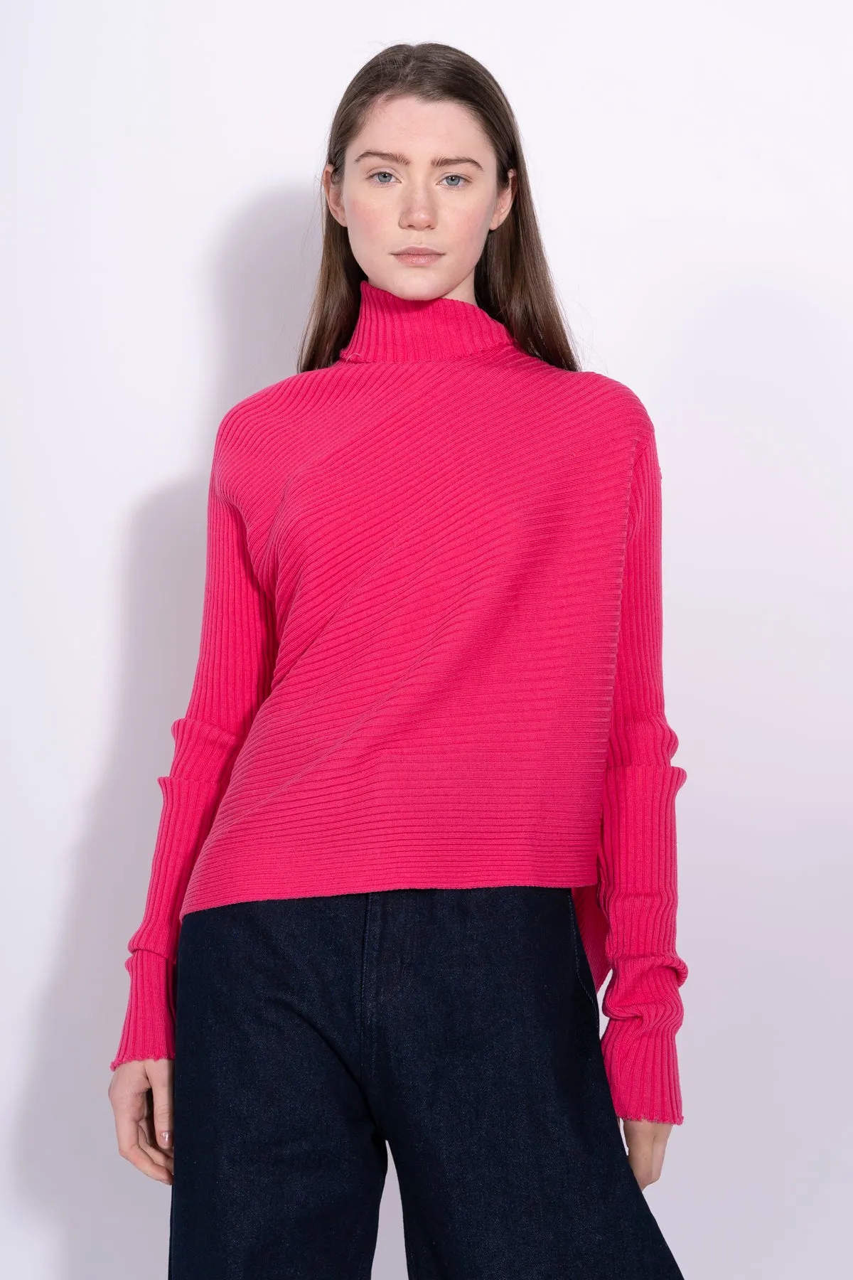 BRIGHT PINK MERINO DRAPED JUMPER sold by Marques ’ Almeida