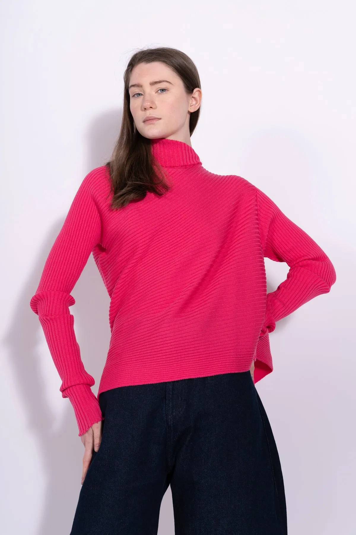 BRIGHT PINK MERINO DRAPED JUMPER sold by Marques ’ Almeida product image thumbnail 3