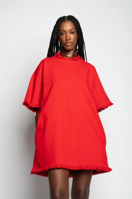 RED OVERSIZED T-SHIRT DRESS made by Marques ’ Almeida