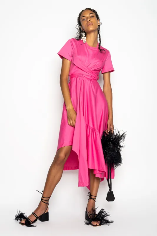 PINK CROSS WAIST DRAPE T-SHIRT DRESS sold by Marques ’ Almeida