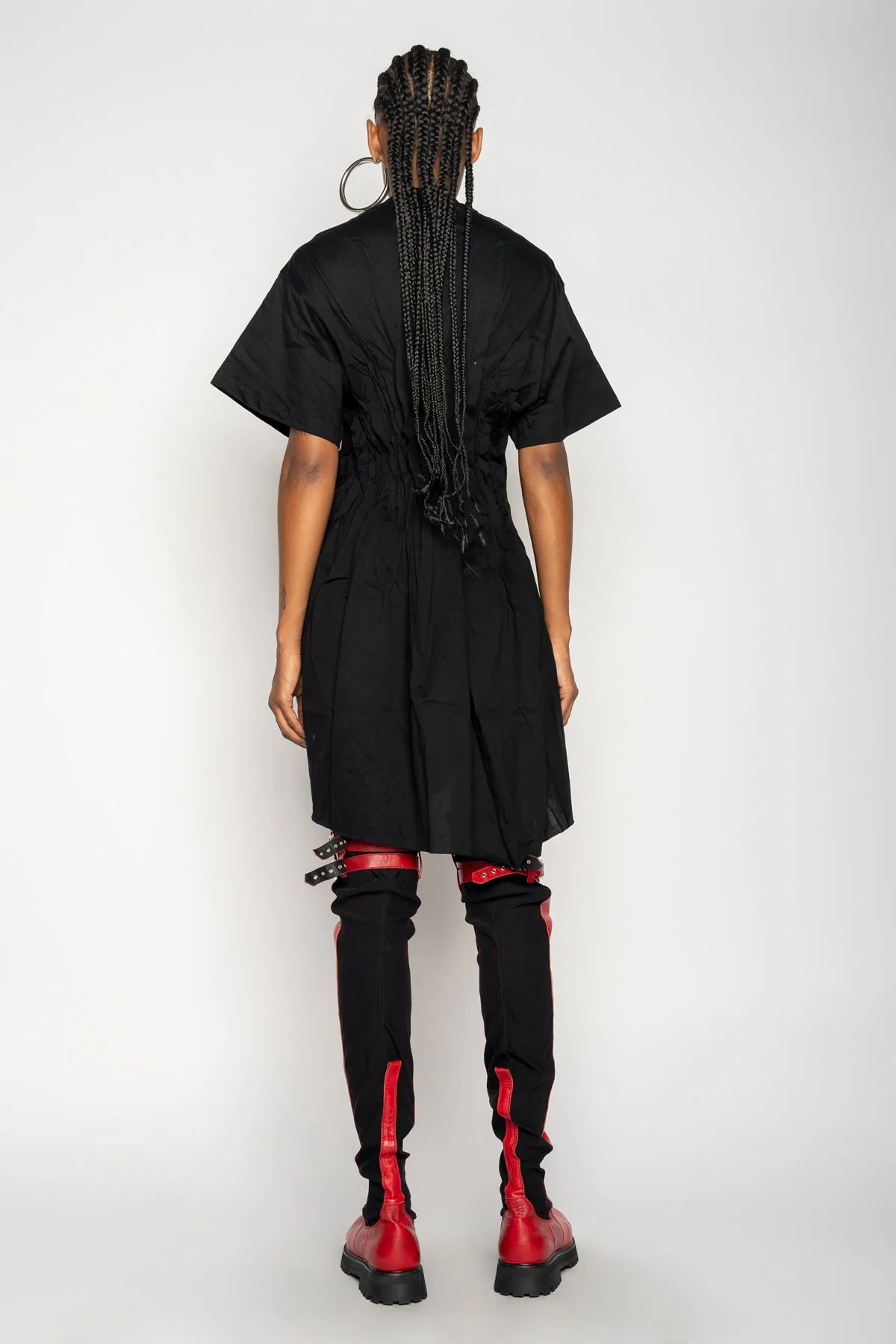 BLACK CINCHED PLEATED T-SHIRT DRESS sold by Marques ’ Almeida product image thumbnail 3