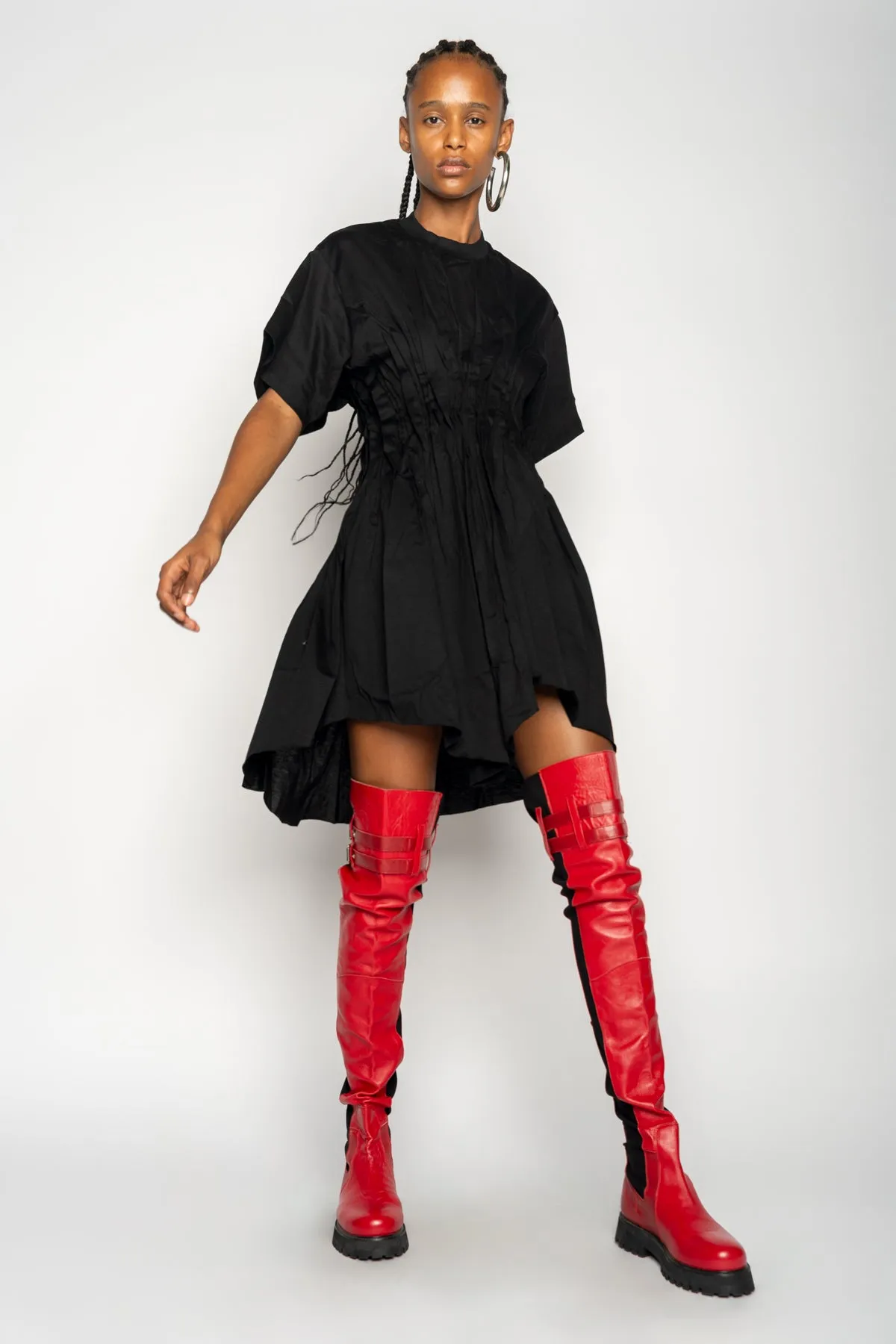 BLACK CINCHED PLEATED T-SHIRT DRESS sold by Marques ’ Almeida product image thumbnail 4