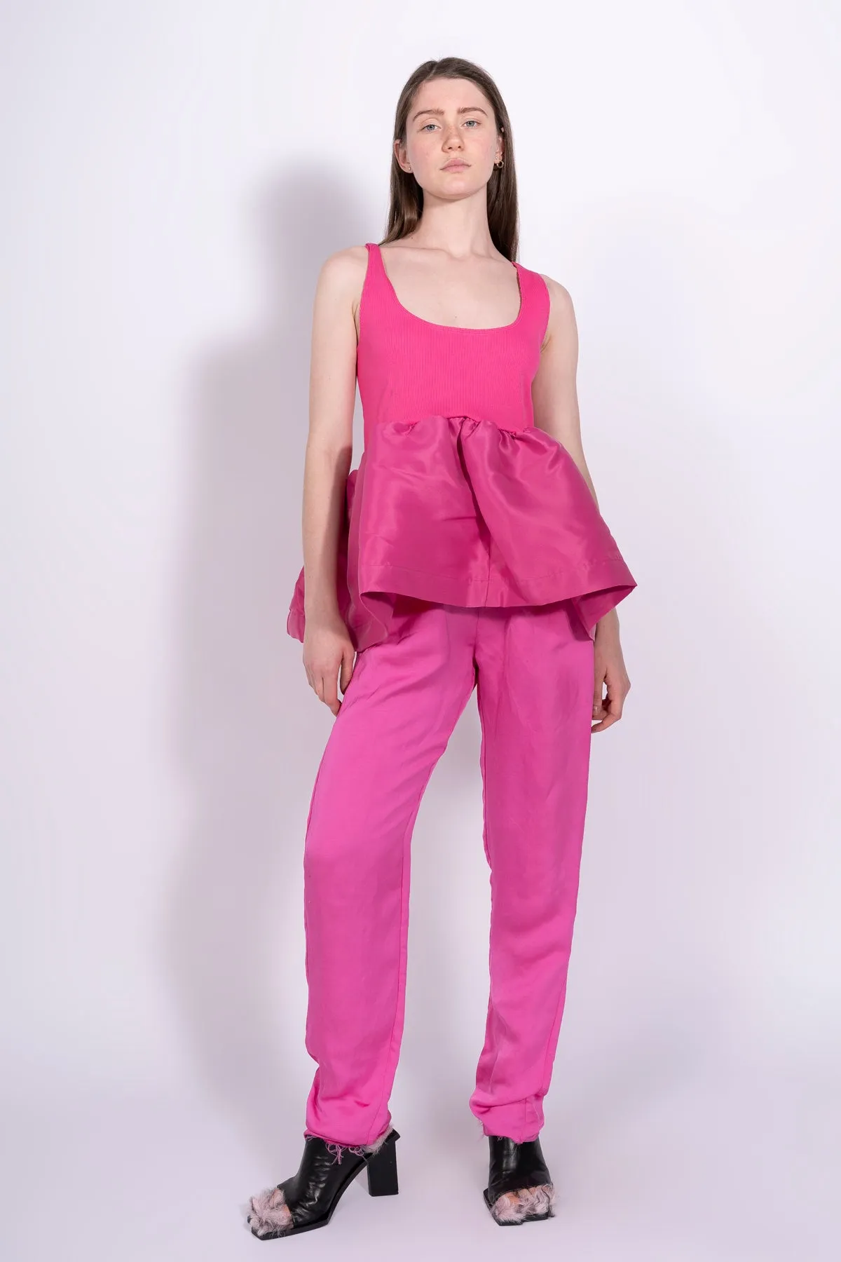 BRIGHT PINK SLEEVELESS PUFF HEM TOP sold by Marques ’ Almeida product image thumbnail 4