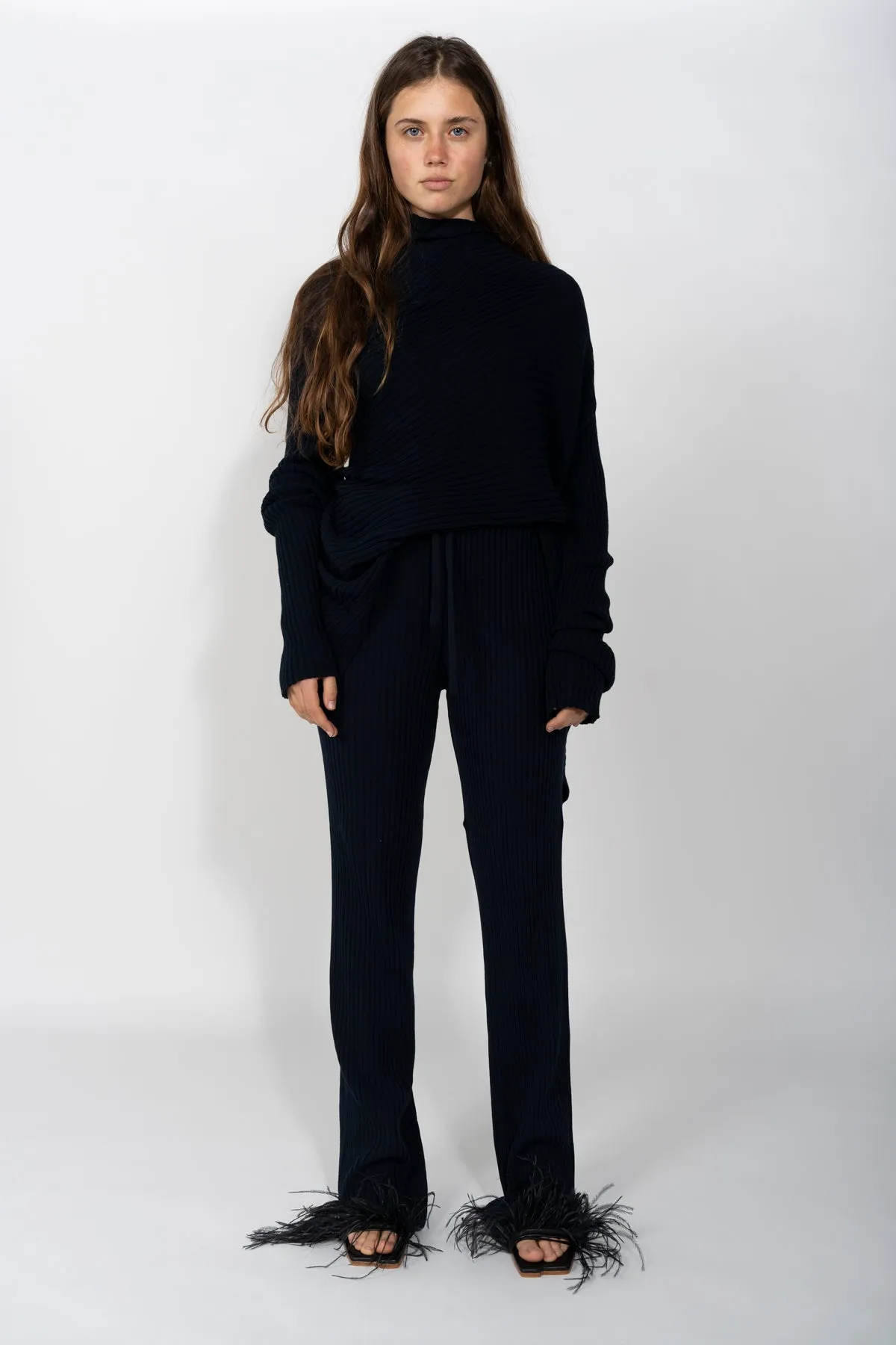NAVY KNITTED TROUSERS sold by Marques ’ Almeida product image thumbnail 5