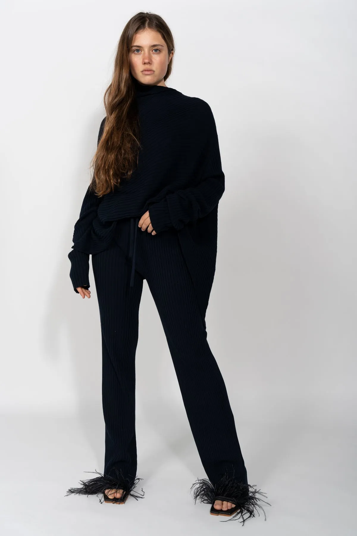 NAVY KNITTED TROUSERS sold by Marques ’ Almeida