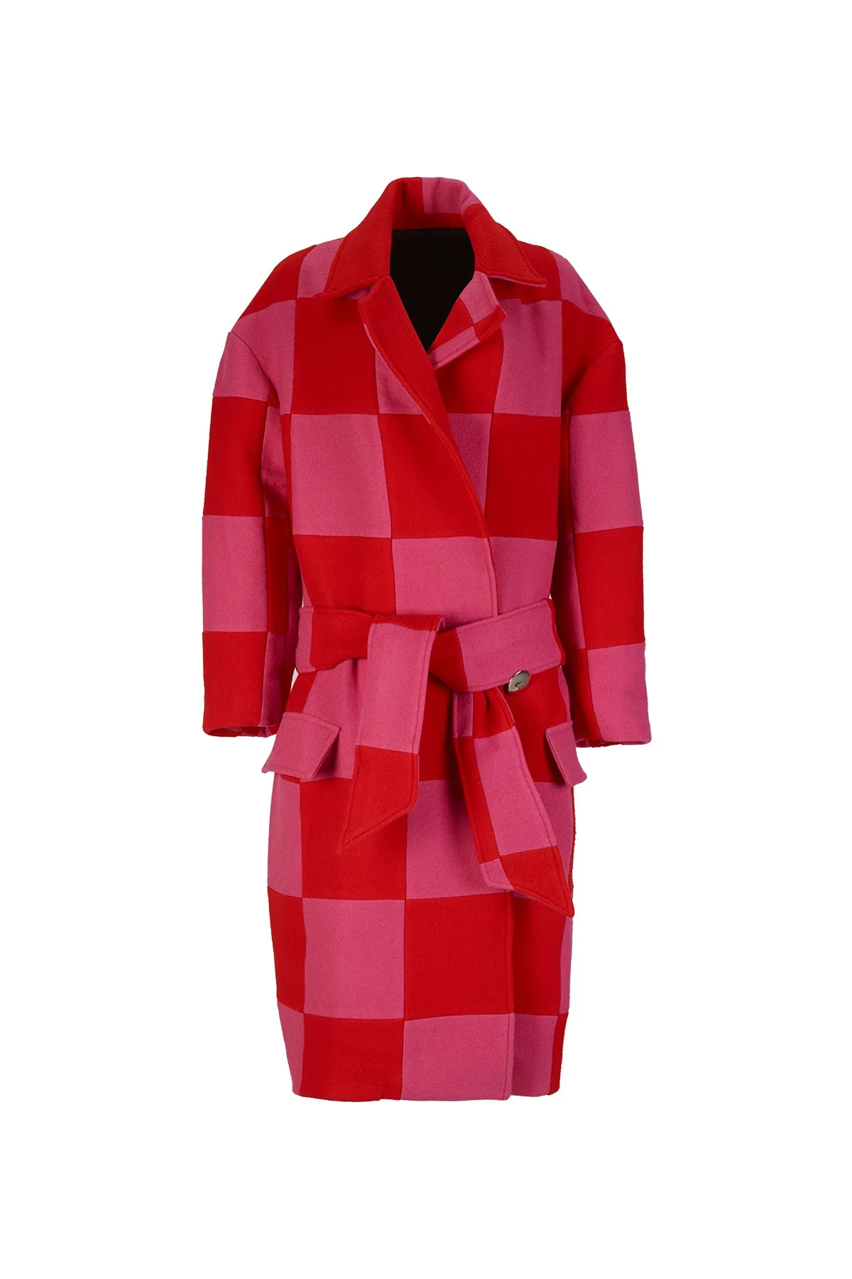PINK AND RED CHECKED LONG COAT sold by Marques ’ Almeida product image thumbnail 2