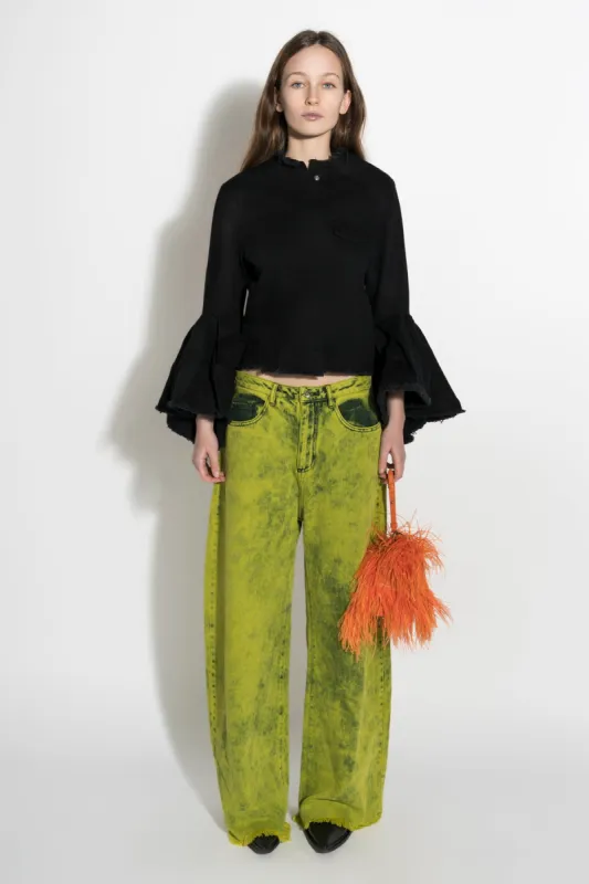 BLACK DENIM CLASSIC FITTED JACKET WITH BELL SLEEVES sold by Marques ’ Almeida