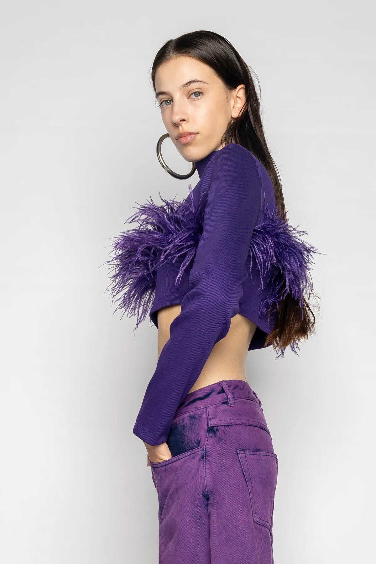 PURPLE CROPPED FEATHER TOP sold by Marques ’ Almeida product image thumbnail 4