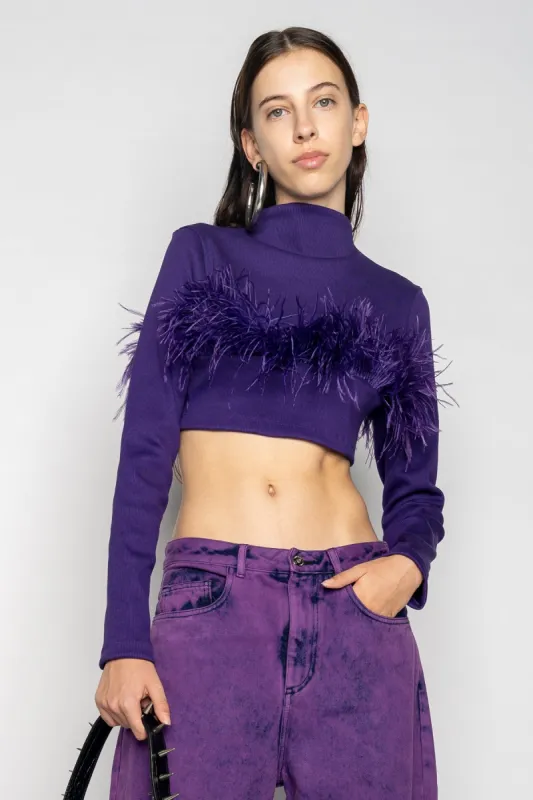 PURPLE CROPPED FEATHER TOP sold by Marques ’ Almeida