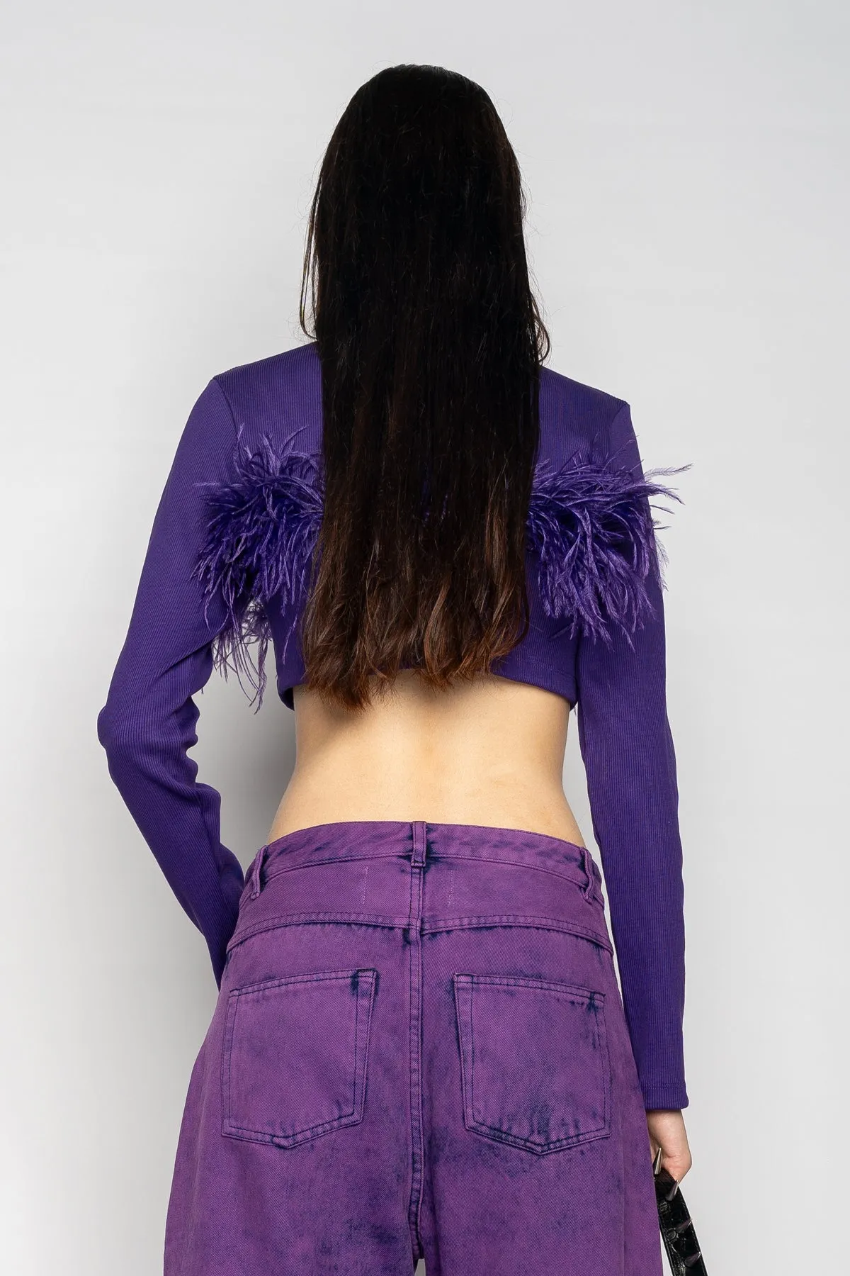 PURPLE CROPPED FEATHER TOP sold by Marques ’ Almeida product image thumbnail 5