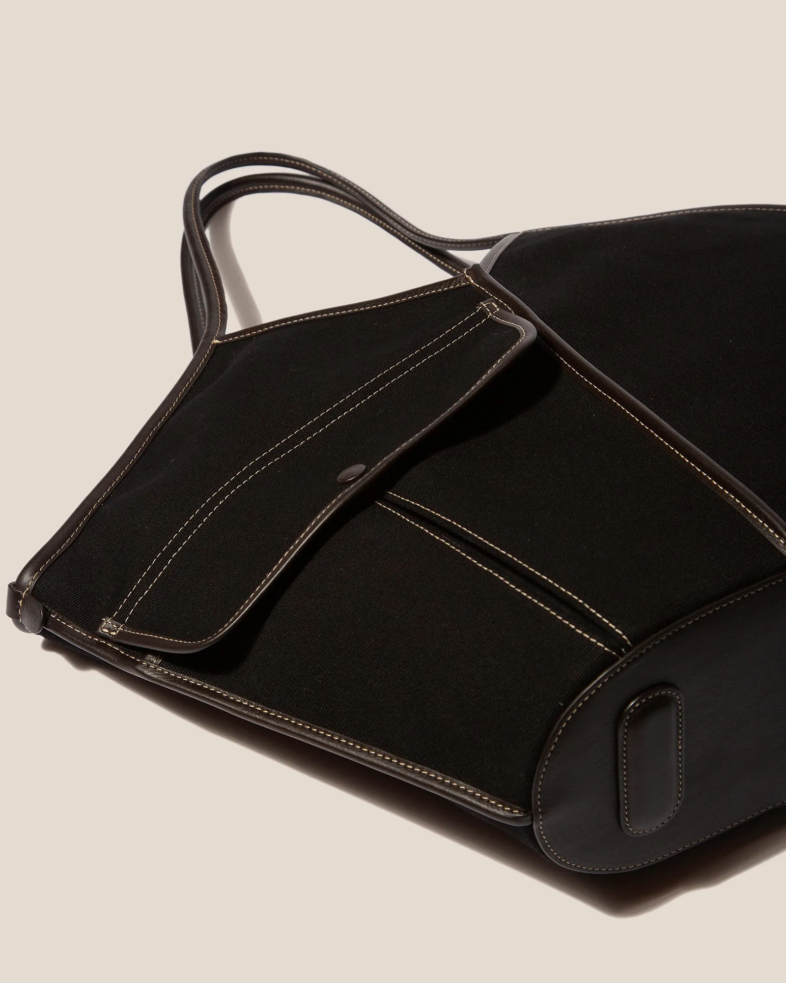 DUNA - Leather-trimmed Organic Cotton Tote Bag sold by Hereu Studio product image thumbnail 4