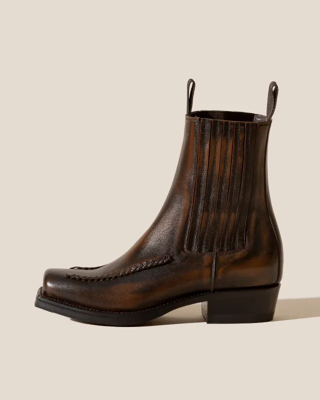 AGULLA - Square-Toe Braided Detail Chelsea Boot sold by Hereu Studio