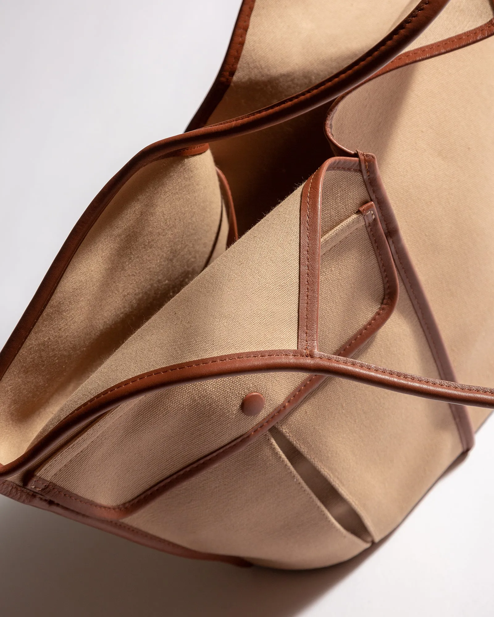 DUNA - Leather-trimmed Organic Cotton Tote Bag sold by Hereu Studio product image thumbnail 2