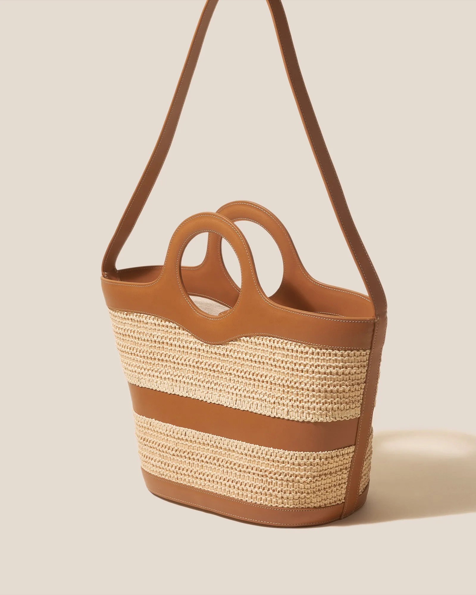 NASTA - Leather Framed Raffia Tote Bag sold by Hereu Studio product image thumbnail 4