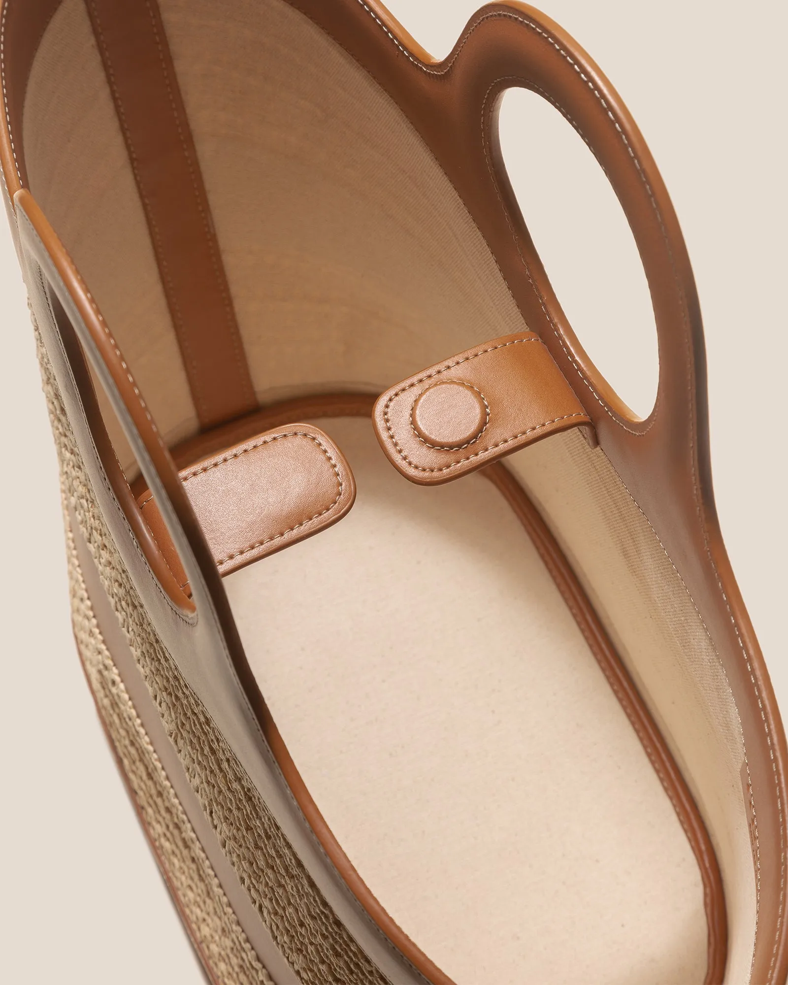 NASTA - Leather Framed Raffia Tote Bag sold by Hereu Studio product image thumbnail 3