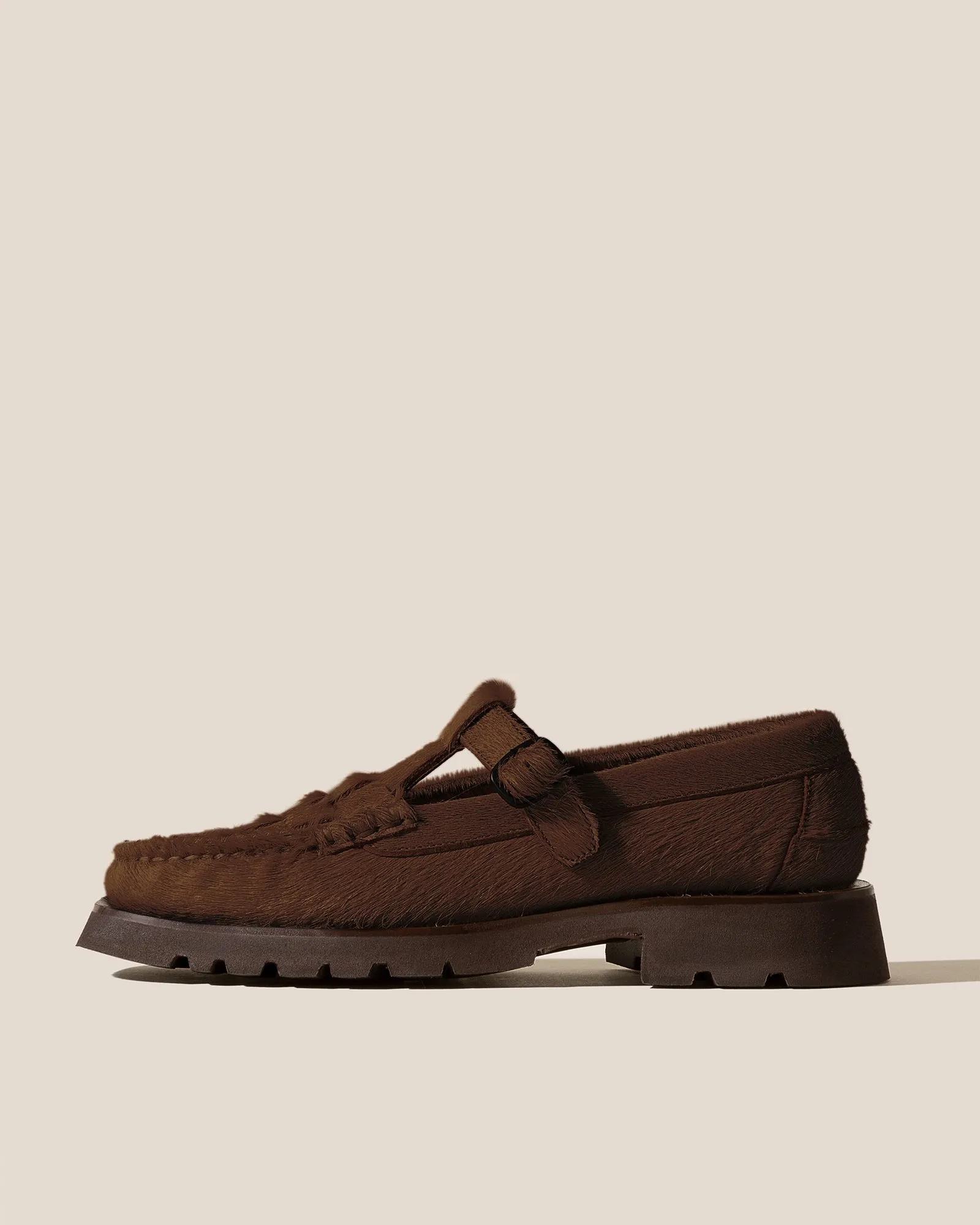 SOLLER SPORT CALF HAIR - Tread Sole T-Bar Loafer sold by Hereu Studio