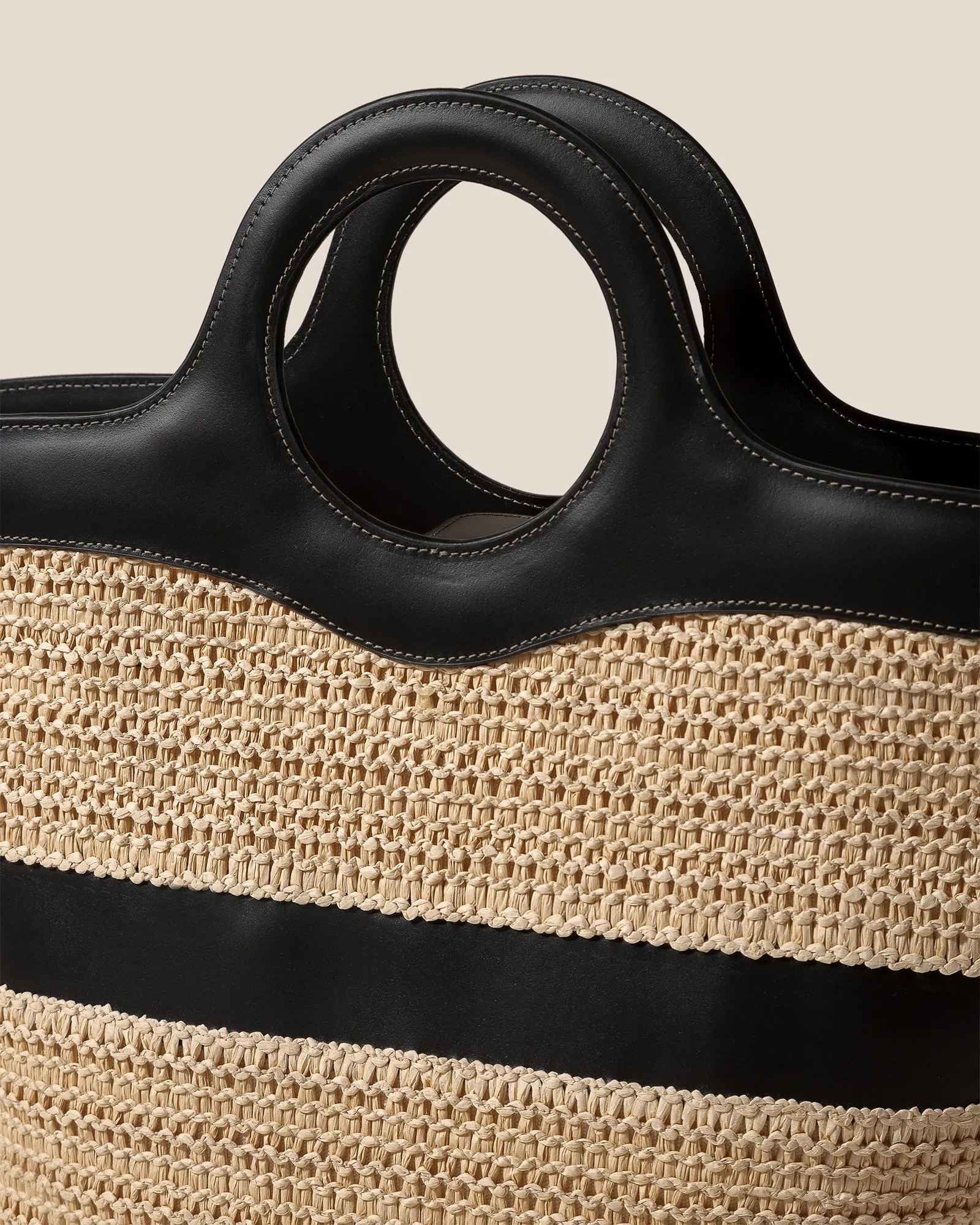 NASTA - Leather Framed Raffia Tote Bag sold by Hereu Studio product image thumbnail 2