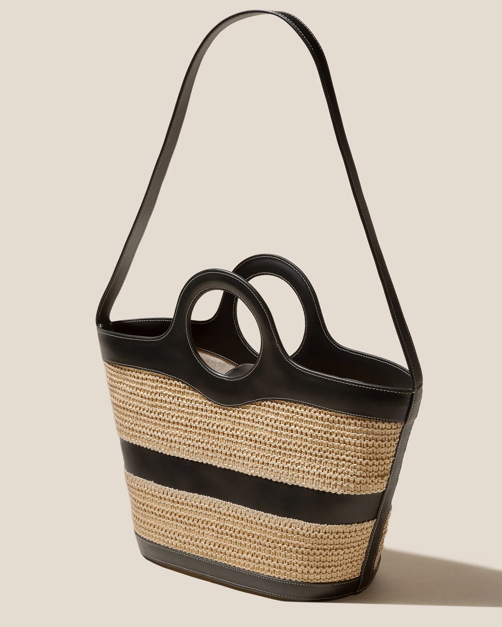 NASTA - Leather Framed Raffia Tote Bag sold by Hereu Studio product image thumbnail 4