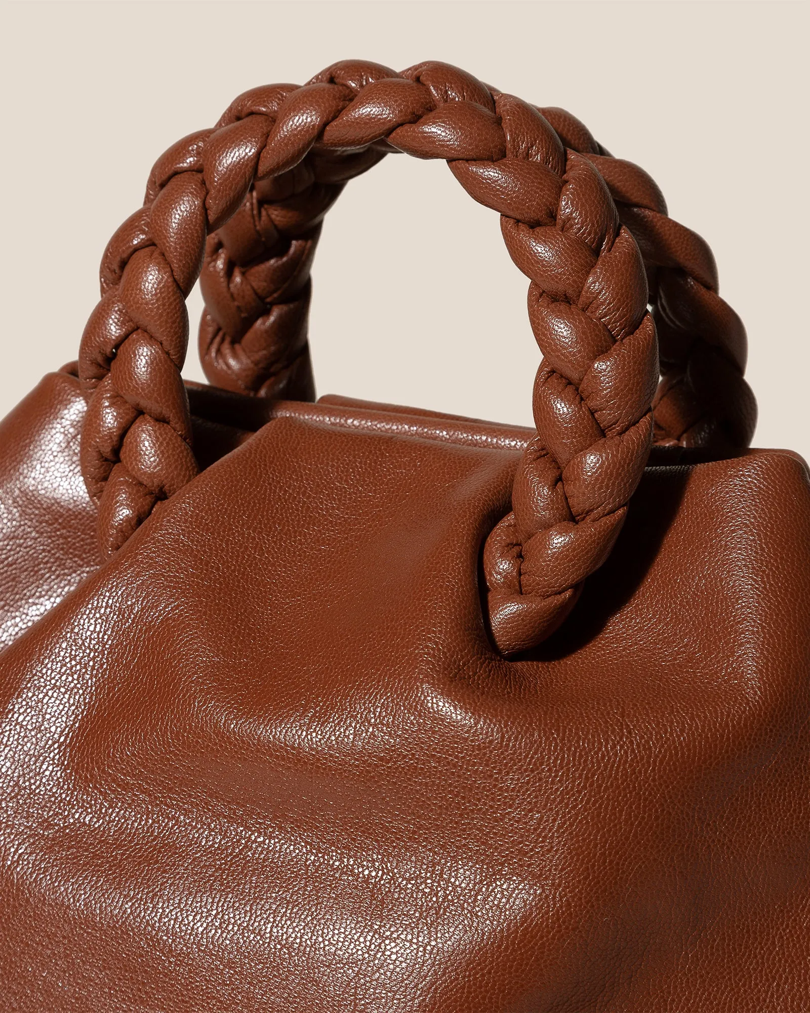 BOMBON M SUPPLE SHINY - Medium Plaited-handle Leather Handbag sold by Hereu Studio product image thumbnail 2