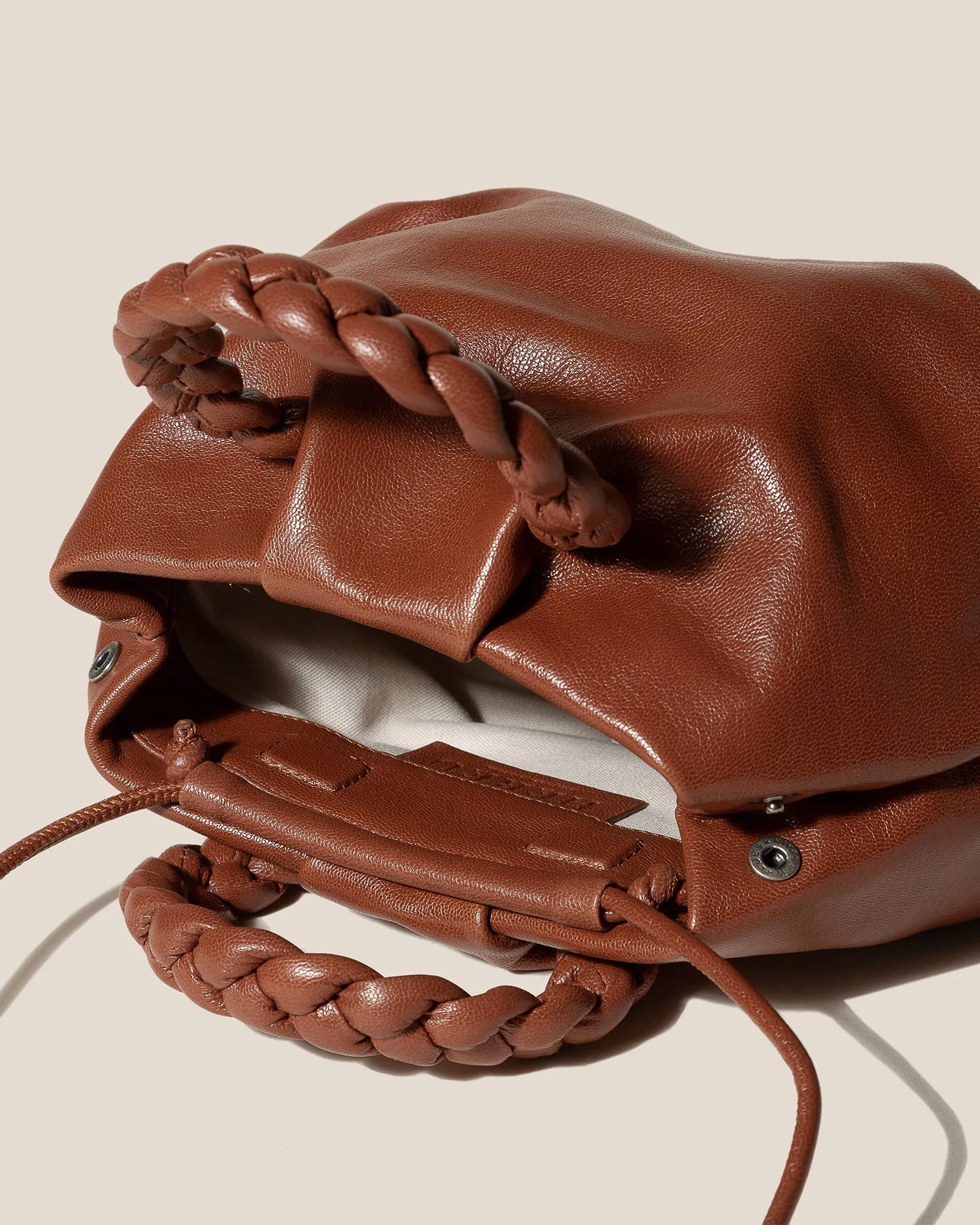 BOMBON M SUPPLE SHINY - Medium Plaited-handle Leather Handbag sold by Hereu Studio product image thumbnail 3