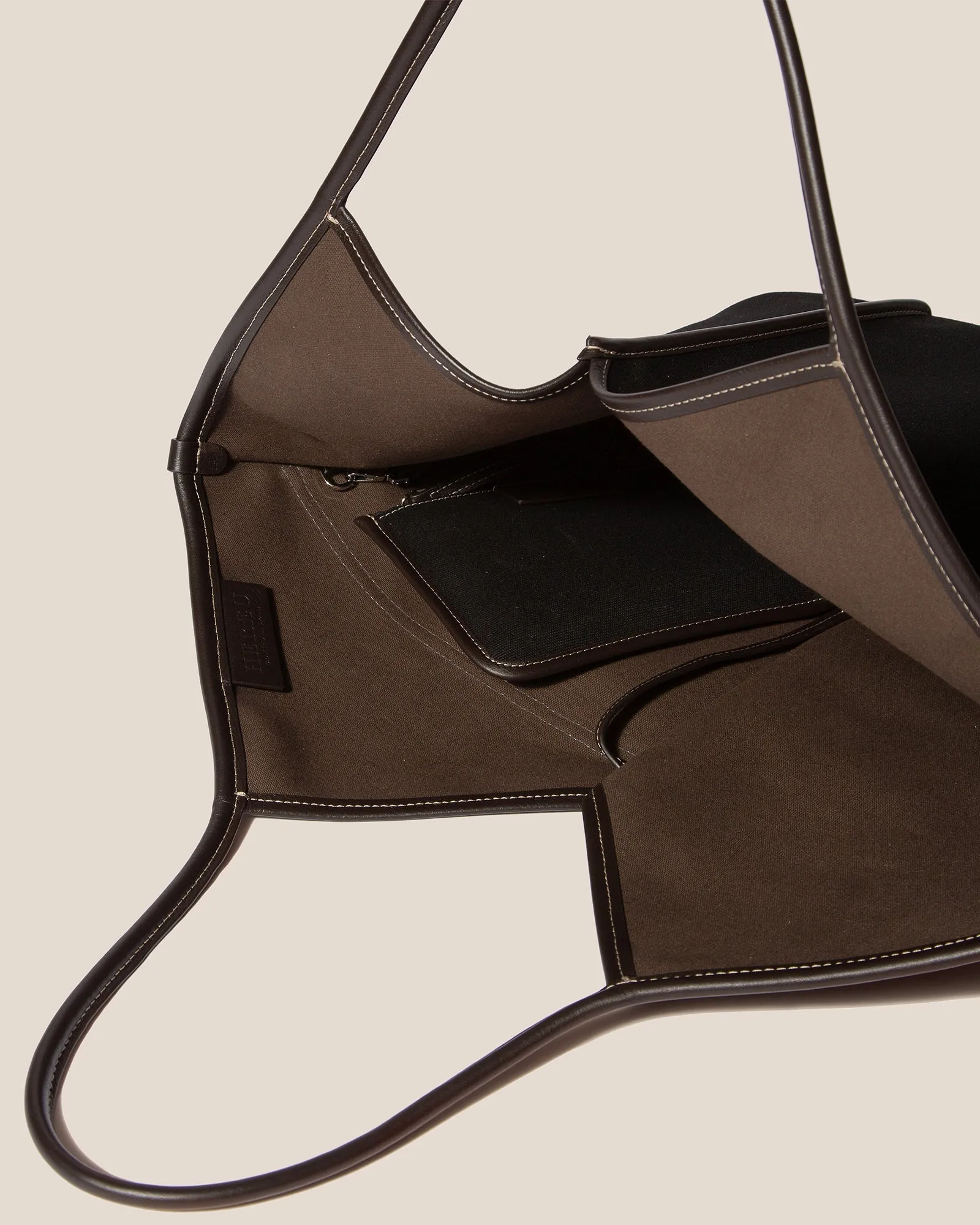 DUNA - Leather-trimmed Organic Cotton Tote Bag sold by Hereu Studio product image thumbnail 3