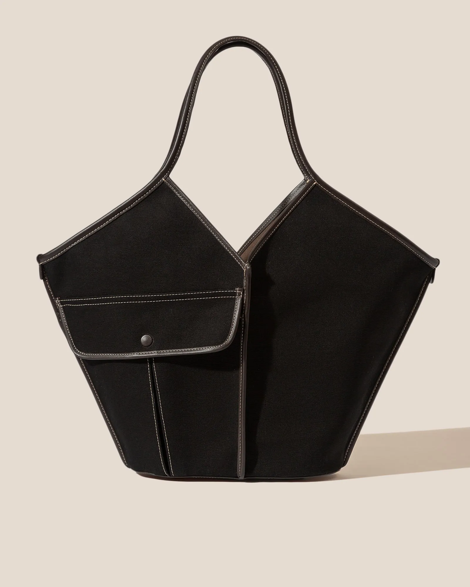 DUNA - Leather-trimmed Organic Cotton Tote Bag sold by Hereu Studio
