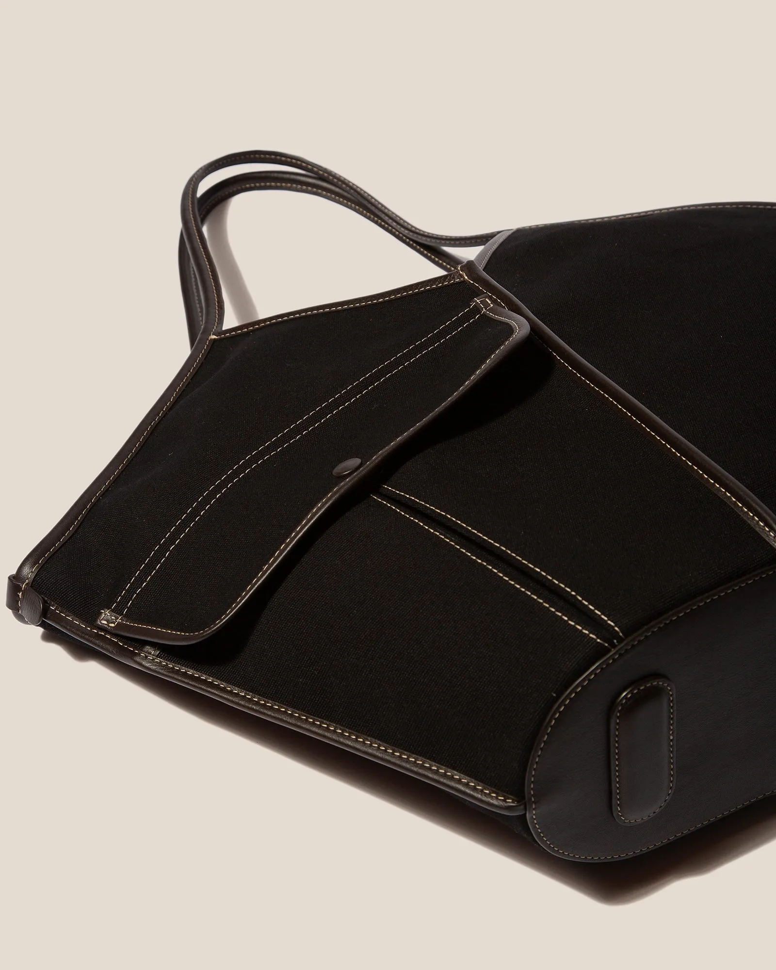 DUNA - Leather-trimmed Organic Cotton Tote Bag sold by Hereu Studio product image thumbnail 4