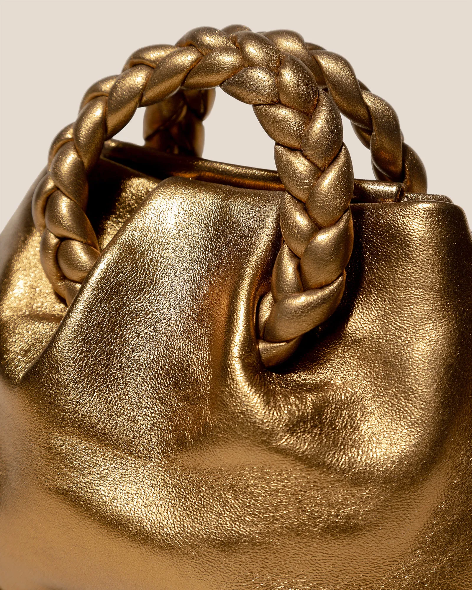 BOMBON METALLIC - Plaited-handle Leather Handbag sold by Hereu Studio product image thumbnail 3
