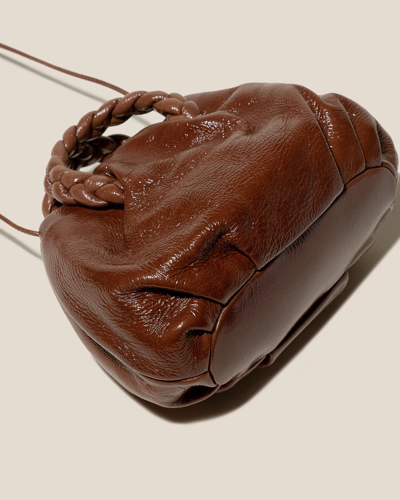 BOMBON CRINKLED GLOSSY - Plaited-handle Leather Handbag sold by Hereu Studio product image thumbnail 5