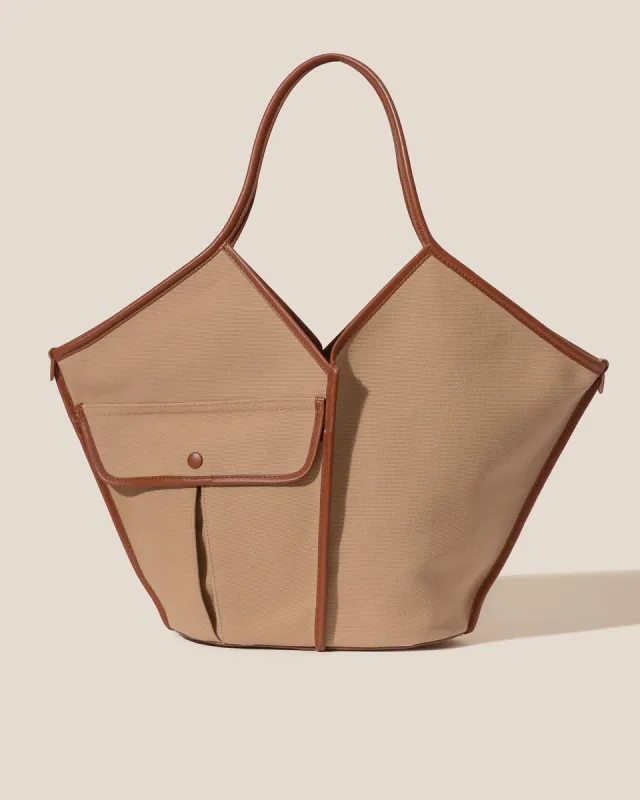DUNA - Leather-trimmed Organic Cotton Tote Bag sold by Hereu Studio