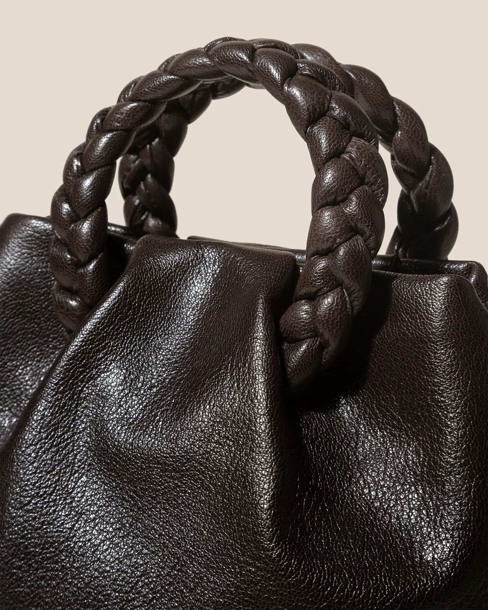 BOMBON M SUPPLE SHINY - Plaited-handle Leather Crossbody Bag sold by Hereu Studio product image thumbnail 2