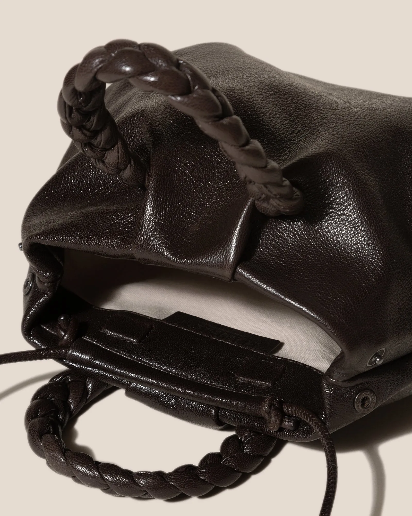 BOMBON M SUPPLE SHINY - Plaited-handle Leather Crossbody Bag sold by Hereu Studio product image thumbnail 3