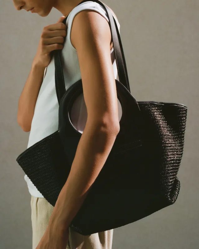 CALA S RAFFIA - Leather-trimmed Tote Bag sold by Hereu Studio