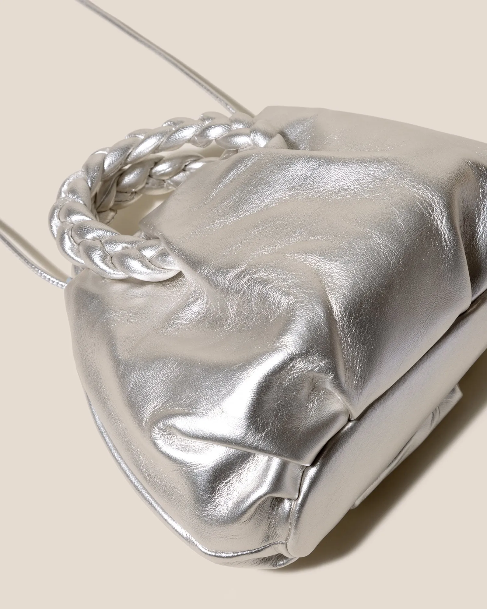 BOMBON METALLIC - Plaited-handle Leather Handbag sold by Hereu Studio product image thumbnail 4