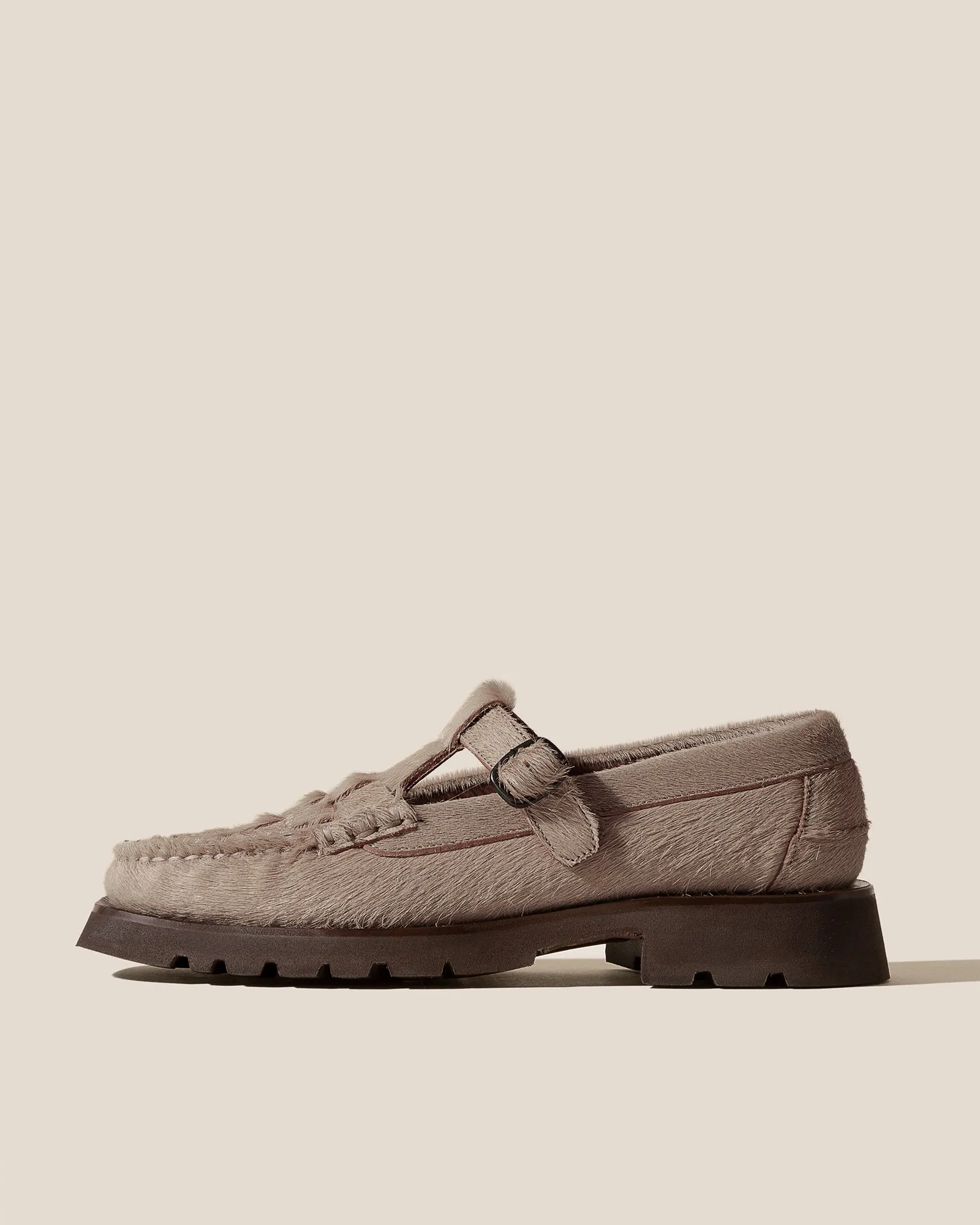 SOLLER SPORT CALF HAIR - Tread Sole T-Bar Loafer sold by Hereu Studio