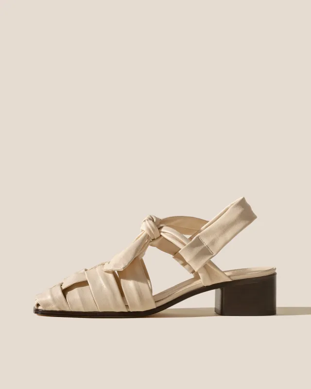 BENA HEELED - Interwoven Knotted T-bar Heeled Sandal sold by Hereu Studio