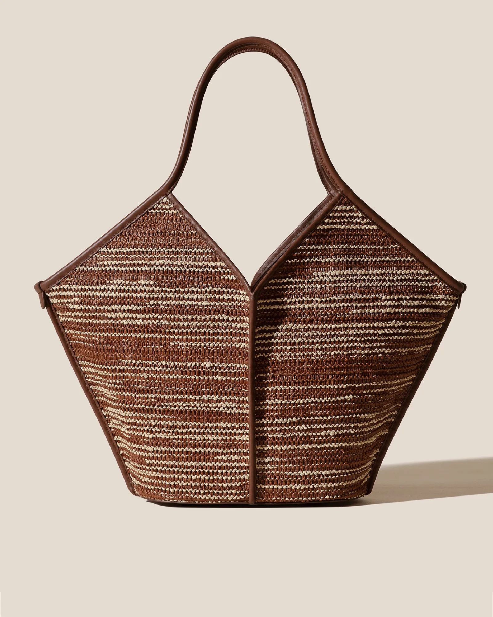 CALELLA RAFFIA BICOLOUR - Leather-trimmed Tote Bag sold by Hereu Studio
