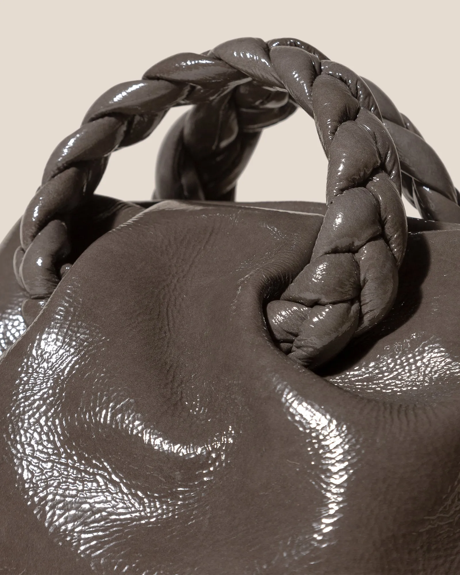 BOMBON CRINKLED GLOSSY - Small Plaited-handle Leather Crossbody Bag sold by Hereu Studio product image thumbnail 2
