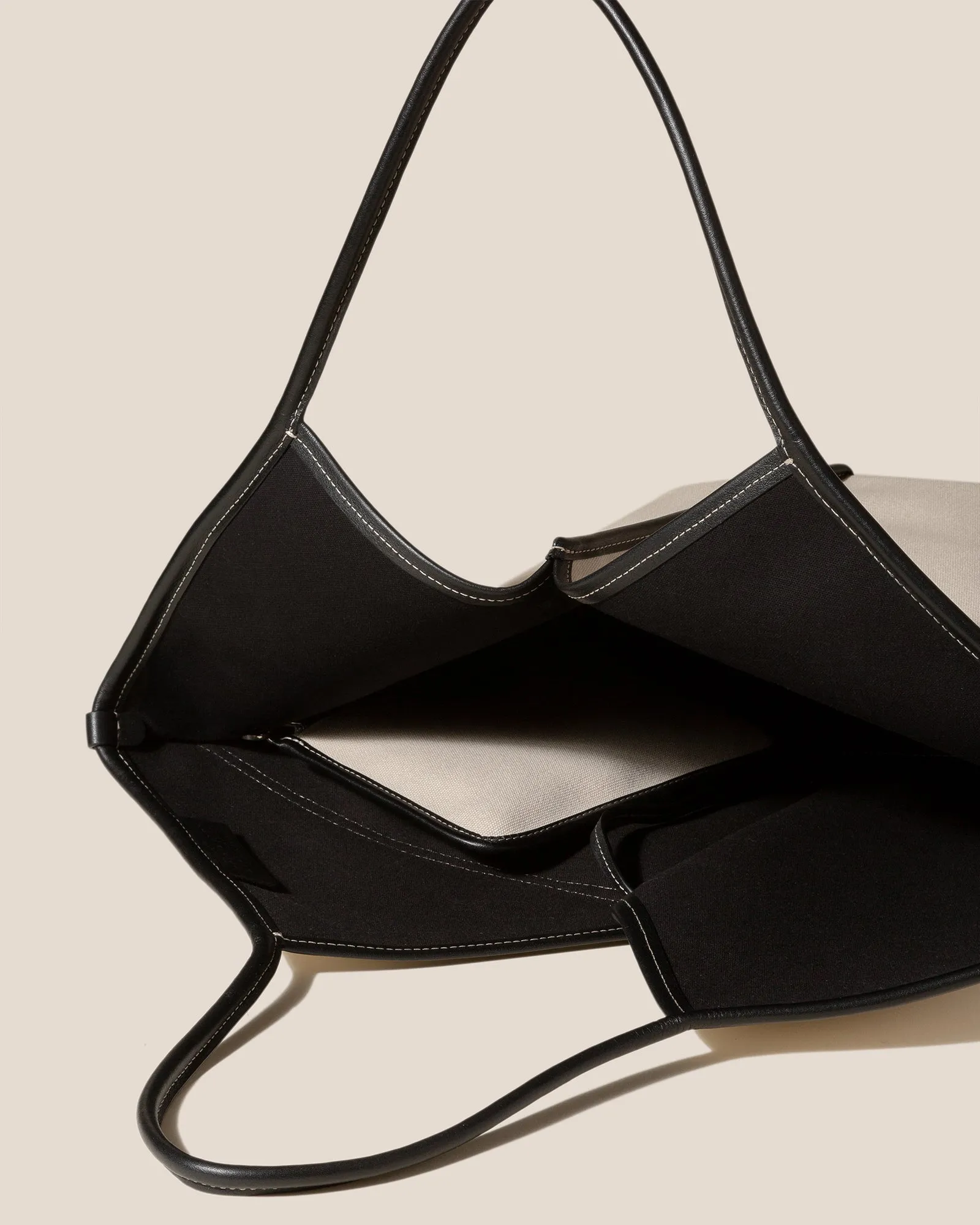 DUNA - Leather-trimmed Organic Cotton Tote Bag sold by Hereu Studio product image thumbnail 3