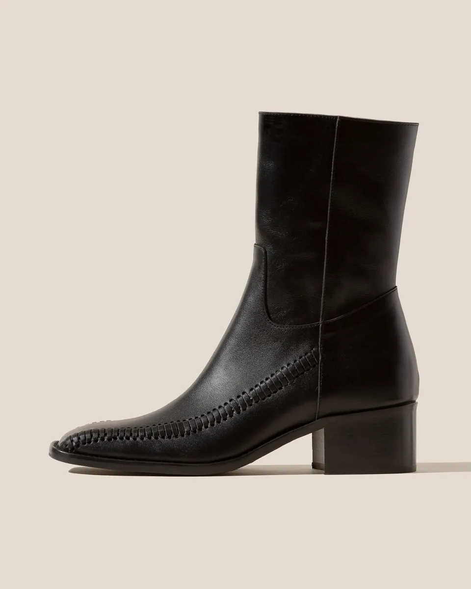 HEREU●アルケリア ALQUERIA BLACK ALCARI - Square Toe Ankle Boot | Parallel