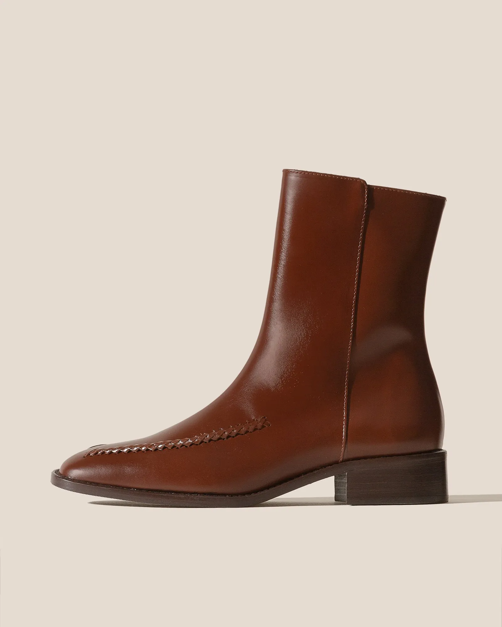 METLA POLISHED - Almond Toe Mid Calf Boot sold by Hereu Studio