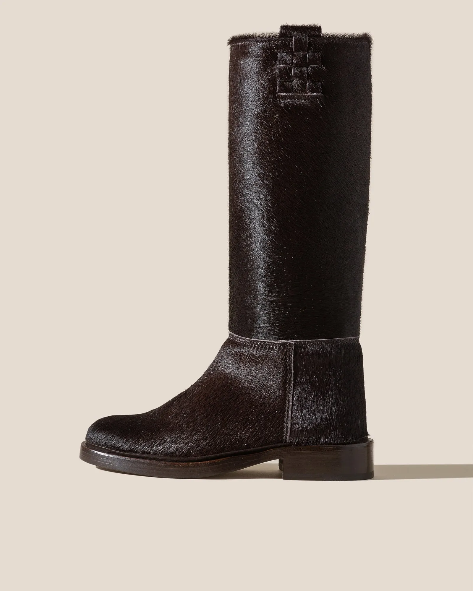 ANELLA CALF HAIR - Interwoven Detailed Pull-On Boot sold by Hereu Studio