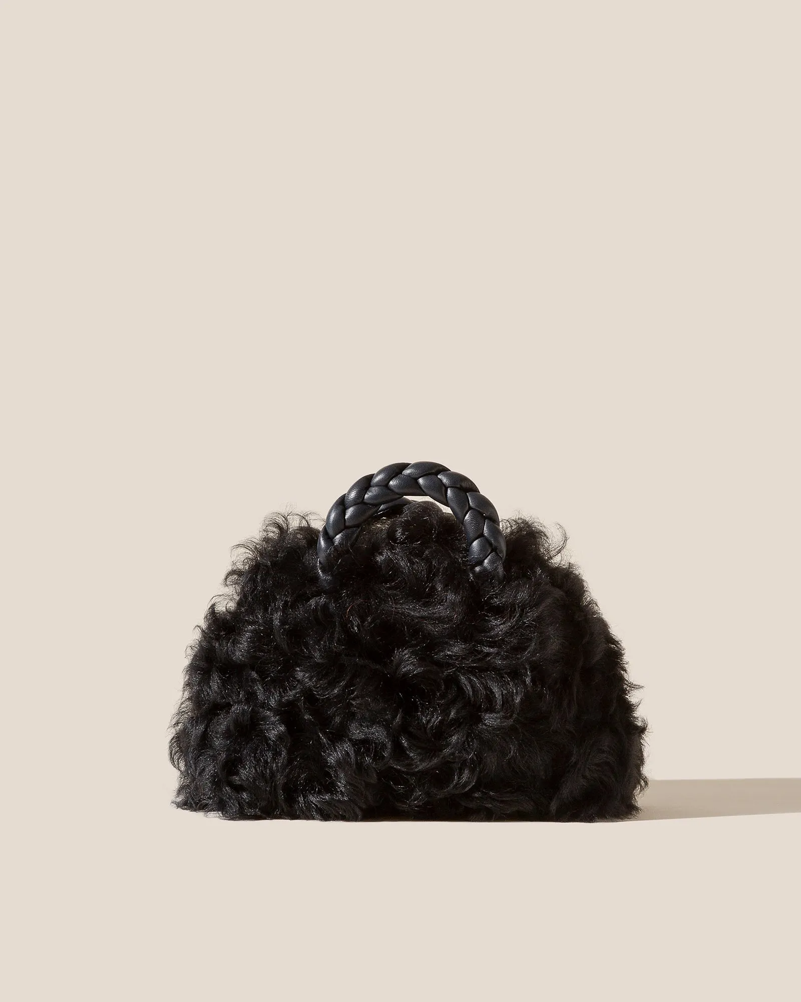 BOMBON LONG HAIR SHEARLING - Small Plaited-handle Crossbody Bag sold by Hereu Studio
