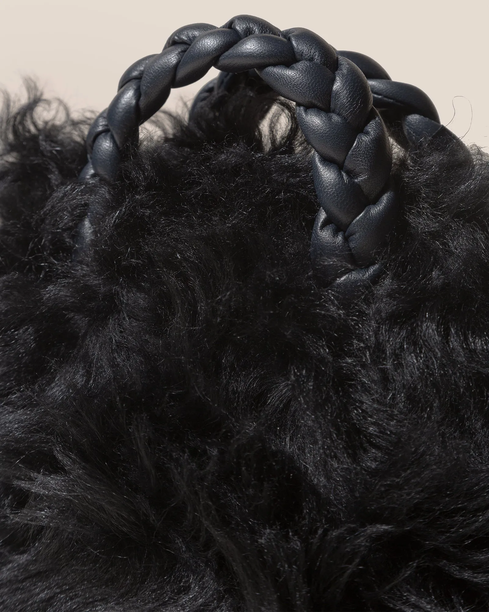 BOMBON LONG HAIR SHEARLING - Small Plaited-handle Crossbody Bag sold by Hereu Studio product image thumbnail 2