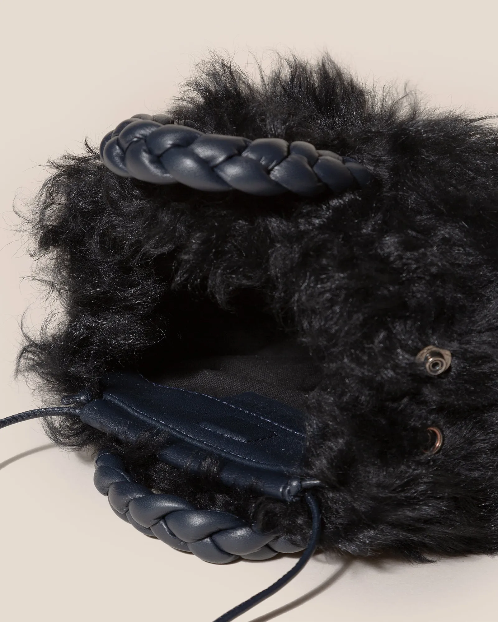 BOMBON LONG HAIR SHEARLING - Small Plaited-handle Crossbody Bag sold by Hereu Studio product image thumbnail 3
