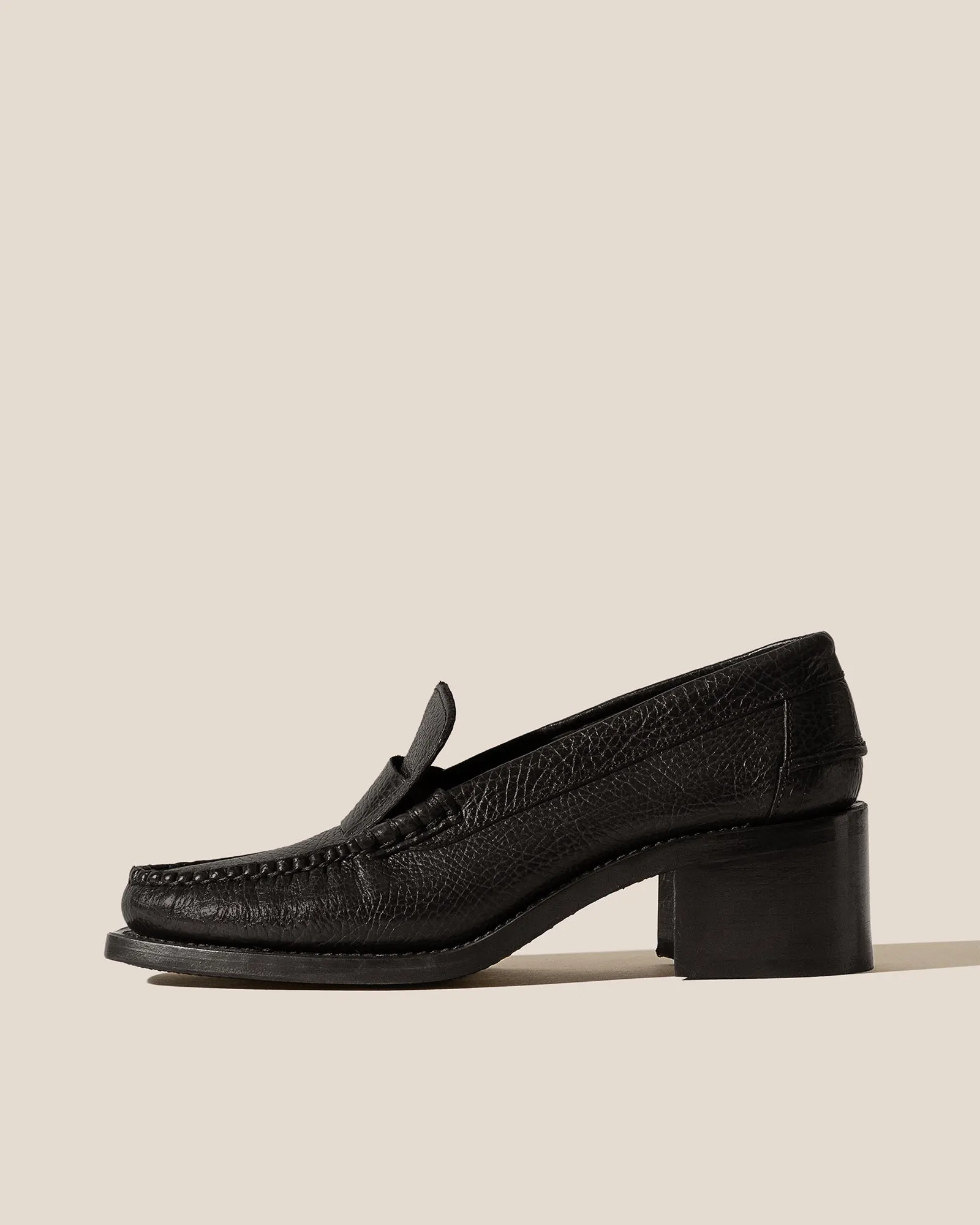 SINEU HEELED GRAINY - Interlaced Detail Slip-On Loafer sold by Hereu Studio