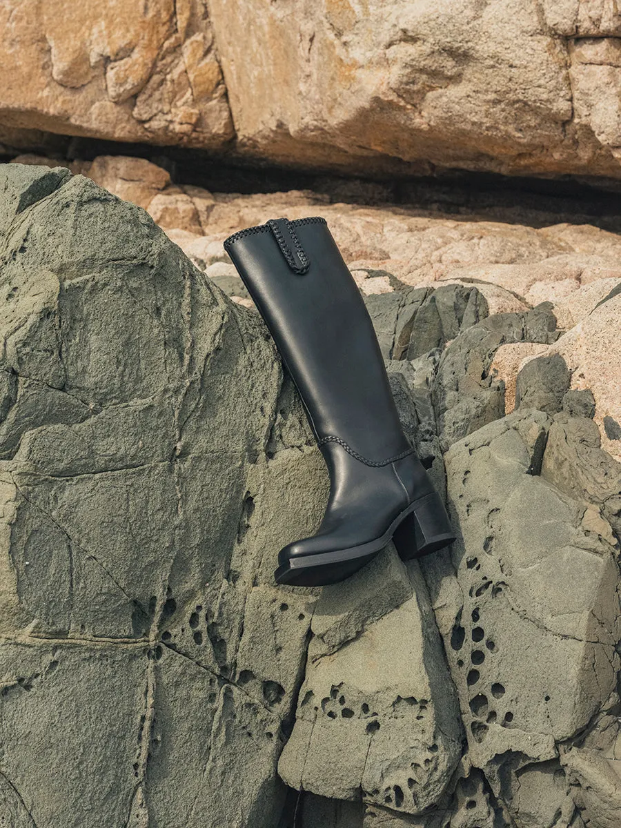 CALOBRA - Heeled Square-Toe Braided Detail Knee-High Boot sold by Hereu Studio product image thumbnail 2