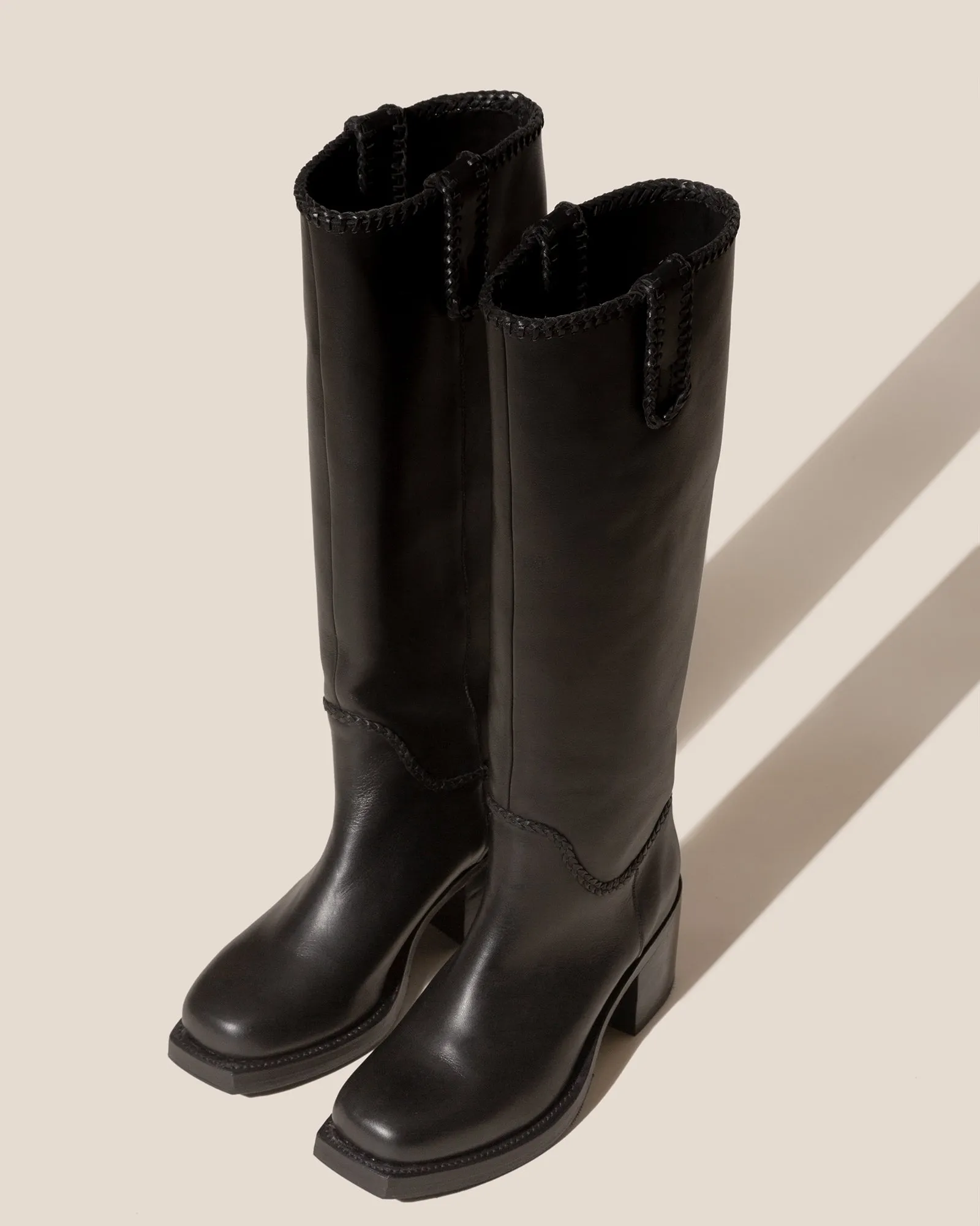 CALOBRA - Heeled Square-Toe Braided Detail Knee-High Boot sold by Hereu Studio product image thumbnail 3