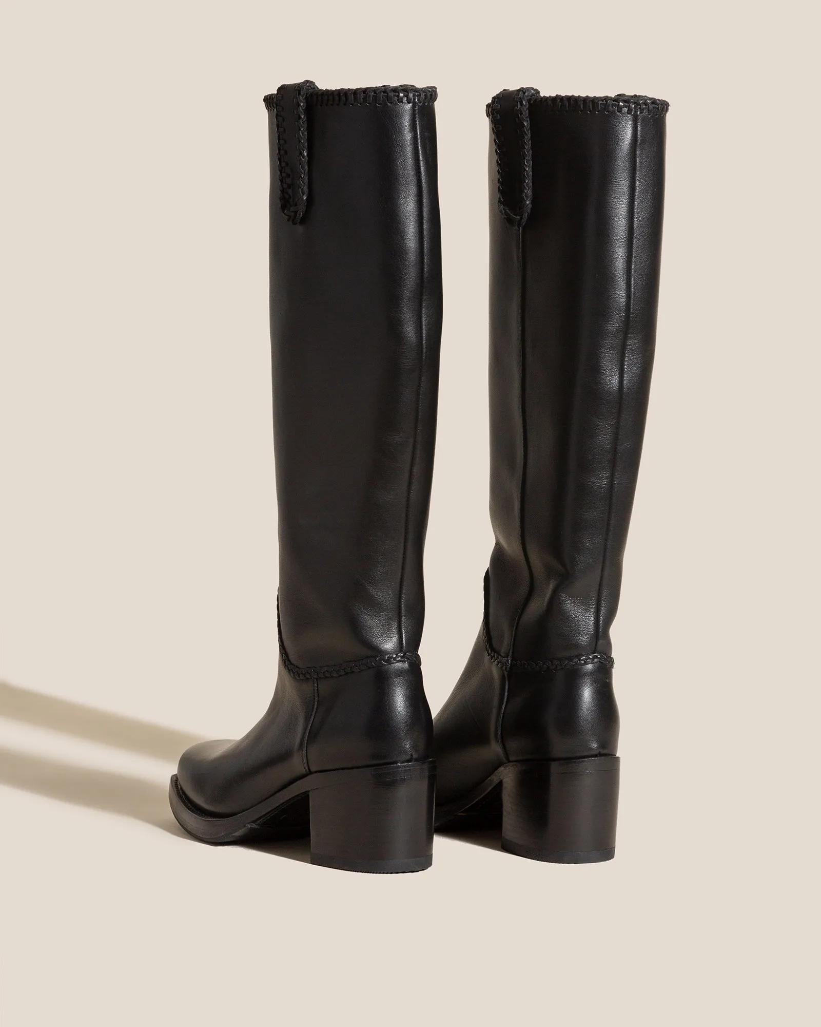 CALOBRA - Heeled Square-Toe Braided Detail Knee-High Boot sold by Hereu Studio product image thumbnail 4