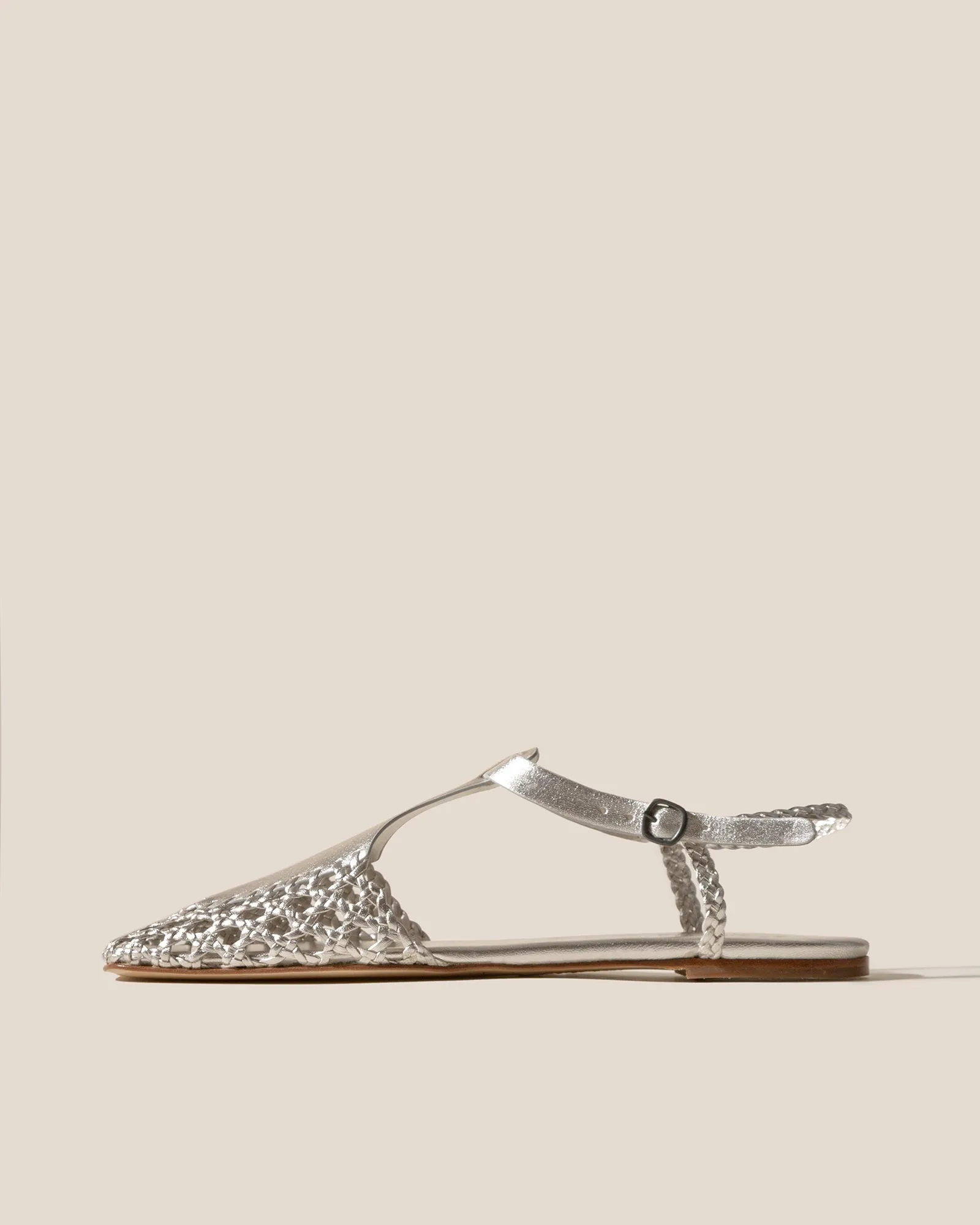REIXA METALLIC - Woven T-bar Sandal sold by Hereu Studio